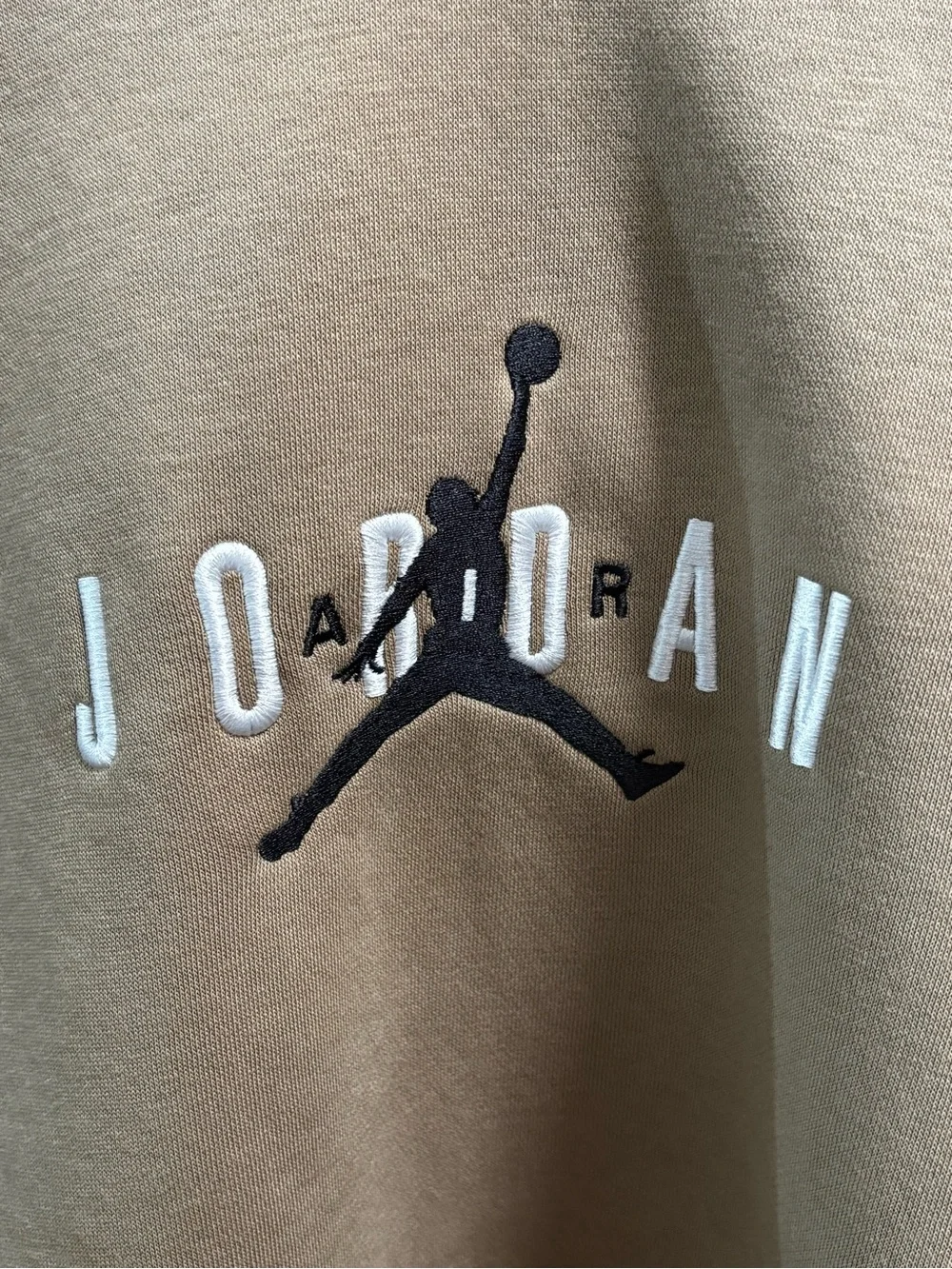 Jordan Brooklyn Fleece Oversized Graphic Pullover Hoodie - Hemp Tan - Sz S.